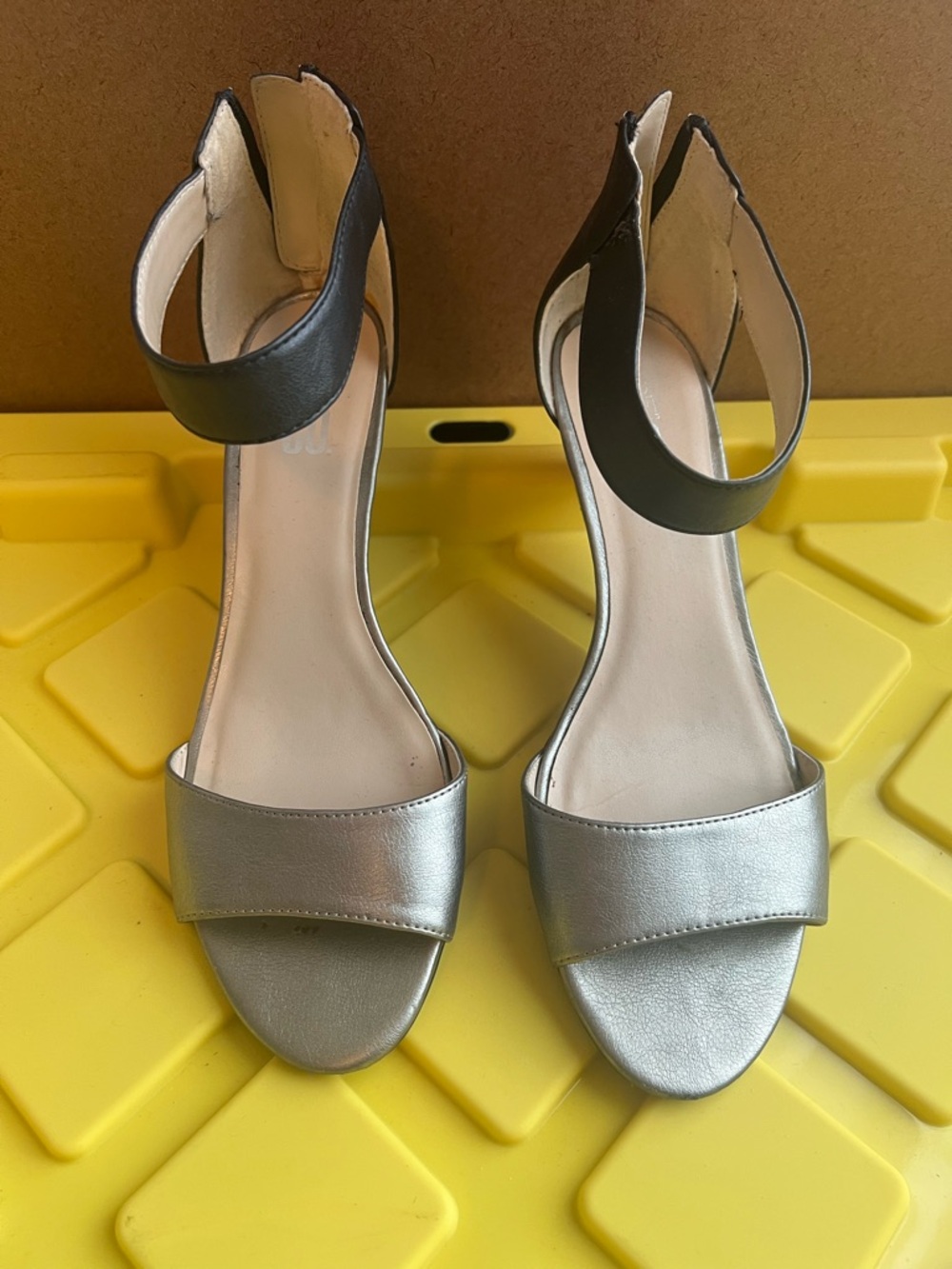 Women's Silver Open-Toe Ankle-Strap Sandals